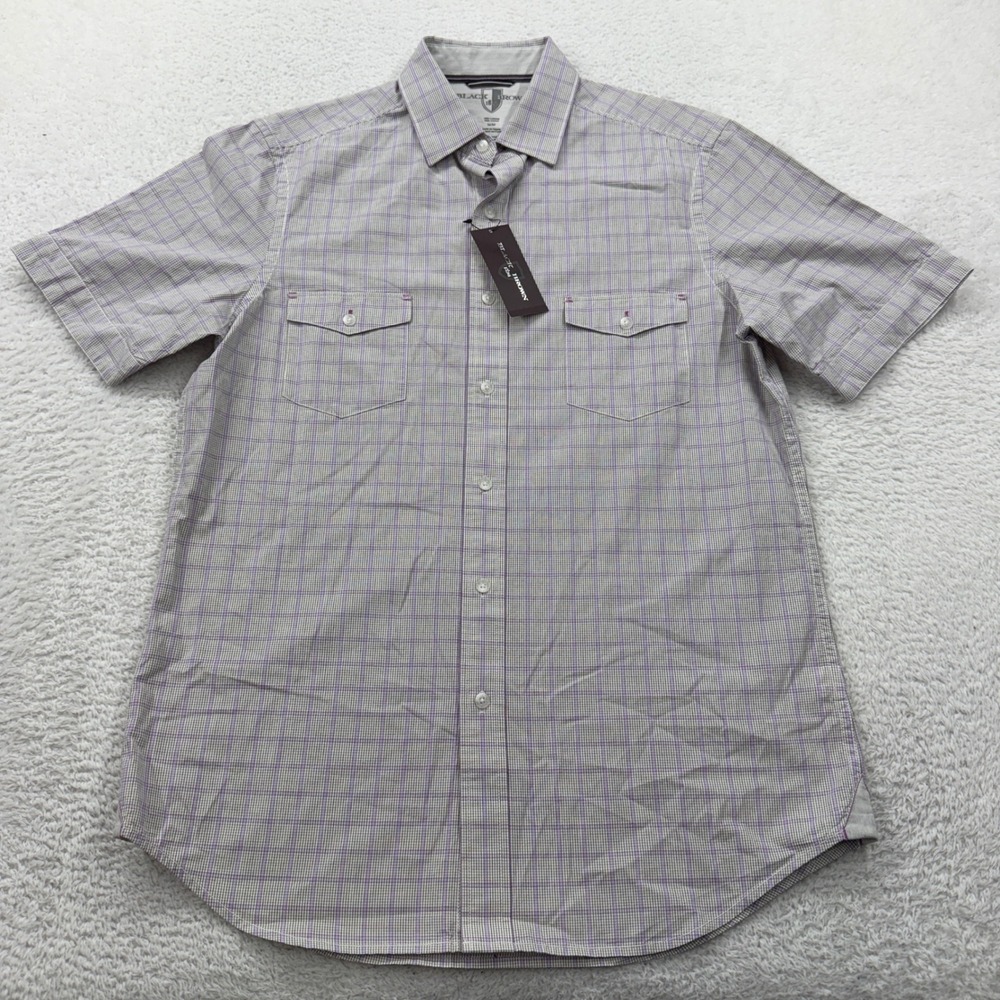Black Brown 1826 Mens Plaid Short Sleeve Button Down Shirt M Boulder Rocher‎